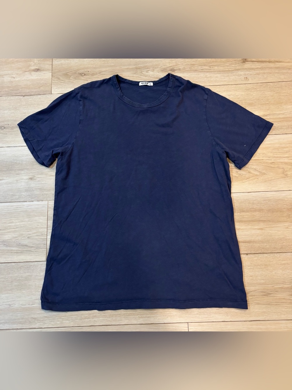Buck Mason Shirt Mens XL Navy 100% Cotton Crew Neck Short Sleeve Casual USA Made